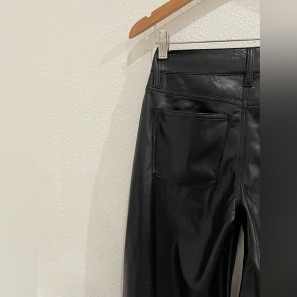 Alice + Olivia Vegan Leather Wide Leg Pants Black Chic Baggy Low Rise Designer - Picture 12 of 12